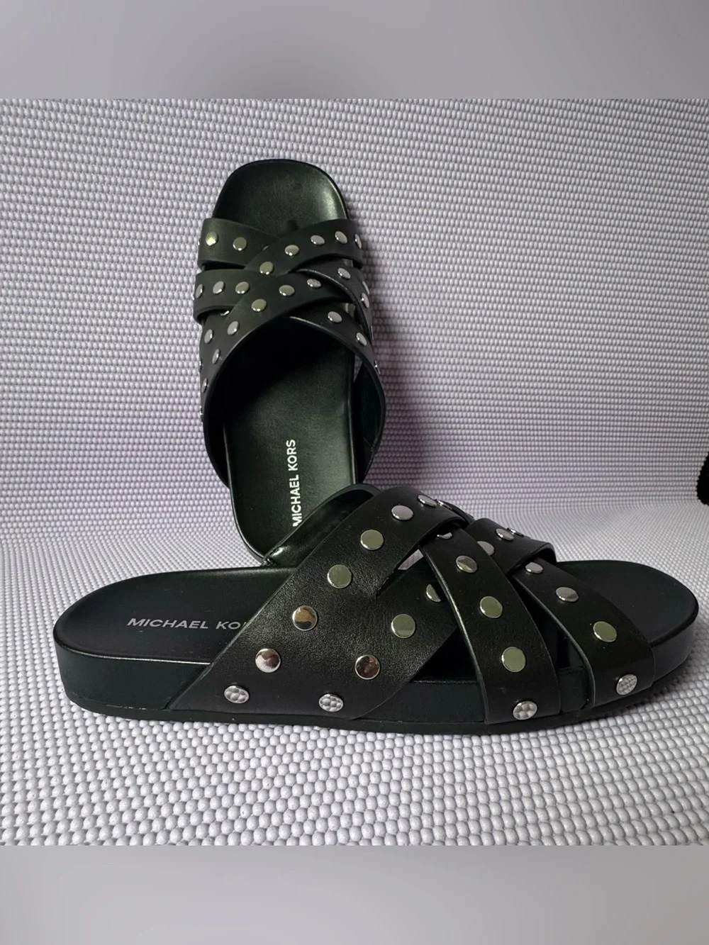 Michael Kors Irene Studded Leather Flat Sandal